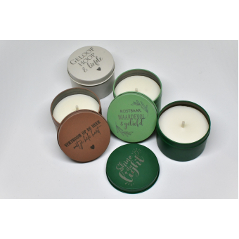 Geurkaarsjes met inspirerende tekst